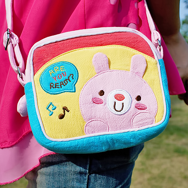 [pink Rabbit] Embroidered Applique Swingpack Bag Purse / Wallet Bag / Shoulder Bag (5.5*4.7*1.2)