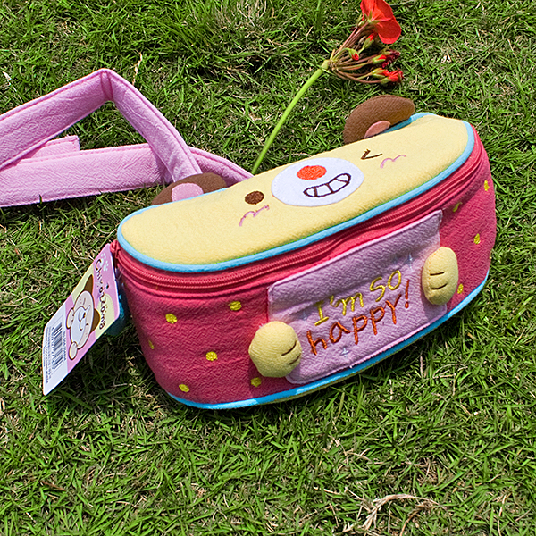 [happy Cat] Embroidered Applique Kids Fanny Waist Pack / Travel Lumbar Pack (7.1*3.1*2.8)