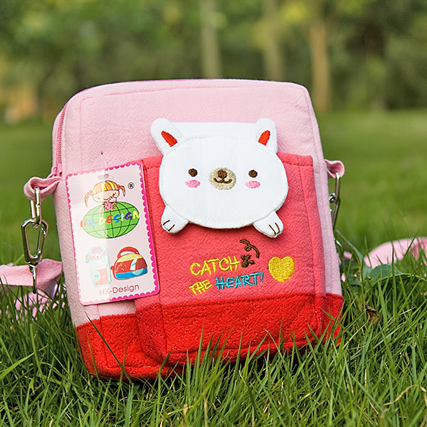 [white Bunny] Embroidered Applique Swingpack Bag Purse / Wallet Bag / Camera Bag (5.4*5.9*2)