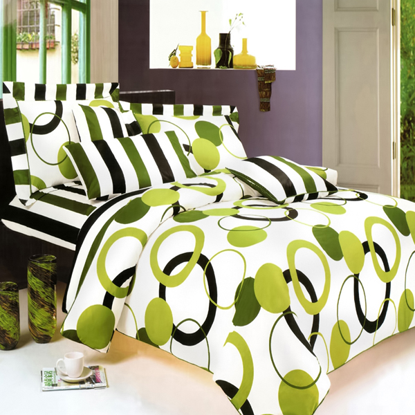 [artistic Green] 100% Cotton 3pc Duvet Cover Set (twin Size)