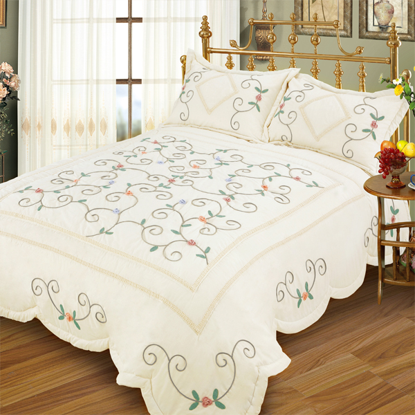 [chained Love] Hand-appliqued Quilt Set (full/queen Size)