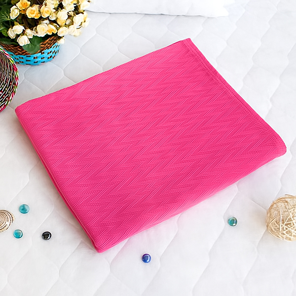 [pink] 100% Cotton Jacquard Weave Herringbone Throw Blanket (63 By 78.4 Inches)