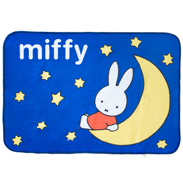 [miffy - Deep Blue] Coral Fleece Baby Throw Blanket (28.7 By 39.4 Inches)