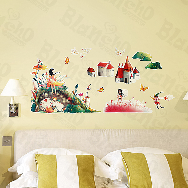 Castle & Girl - Medium Wall Decals Stickers Appliques Home Decor