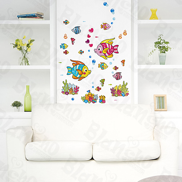 Cartoon Fish-2 - Medium Wall Decals Stickers Appliques Home Decor