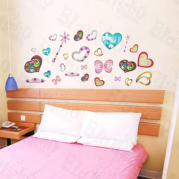 Colorful Hearts - Large Wall Decals Stickers Appliques Home Decor