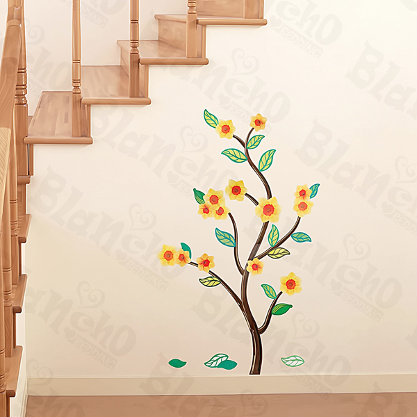 Flower & Leaf - Medium Wall Decals Stickers Appliques Home Decor