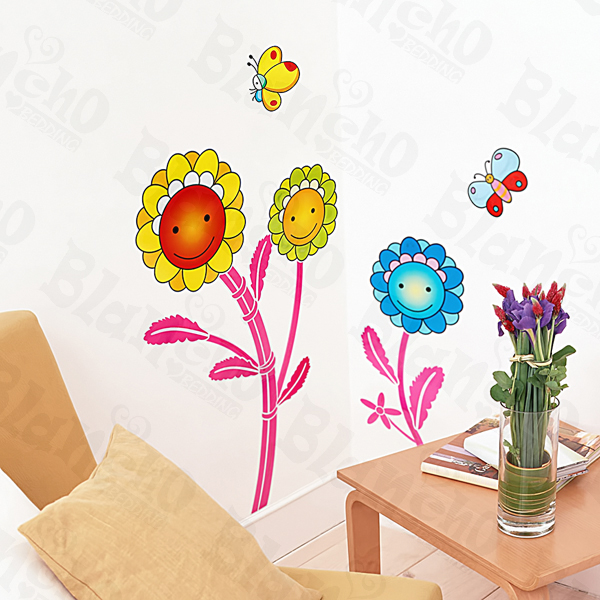 Cute Flowers - Medium Wall Decals Stickers Appliques Home Decor